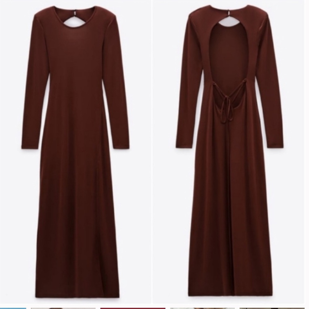ZARA DRESS WITH SHOULDER PADS open back and side slit